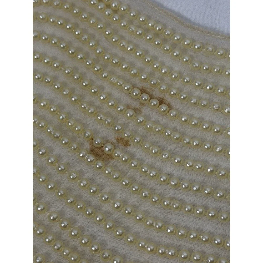 The J. Peterman Company 100% Silk Pearl Like Beads Scarf Vintage 67 1/2 Inches